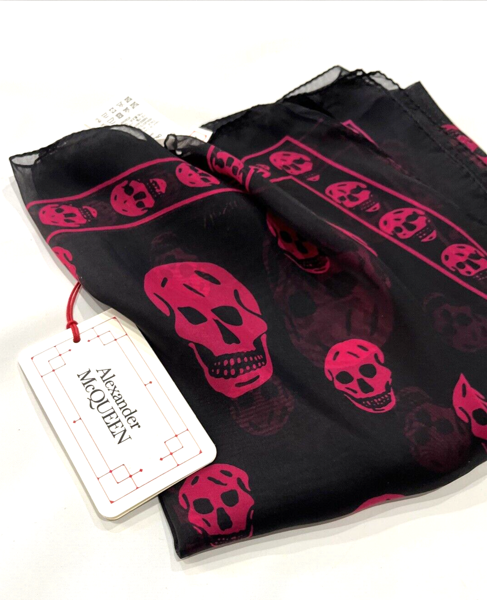 Alexander McQueen Classic Skull Print Silk Scarf - Black Alexander McQueen Classic Skull Print Silk Scarf - Black
