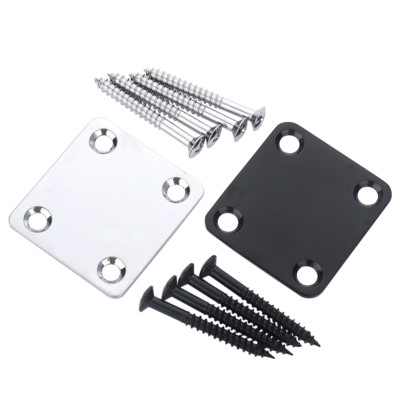 2 Colors Mini Style Electric Guitar Metal Neck Plate with Plastic Mat with Screw