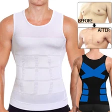 Men Body Slimming Tummy Control Shaper Vest Workout Tank Top Shapewear Shirts UK