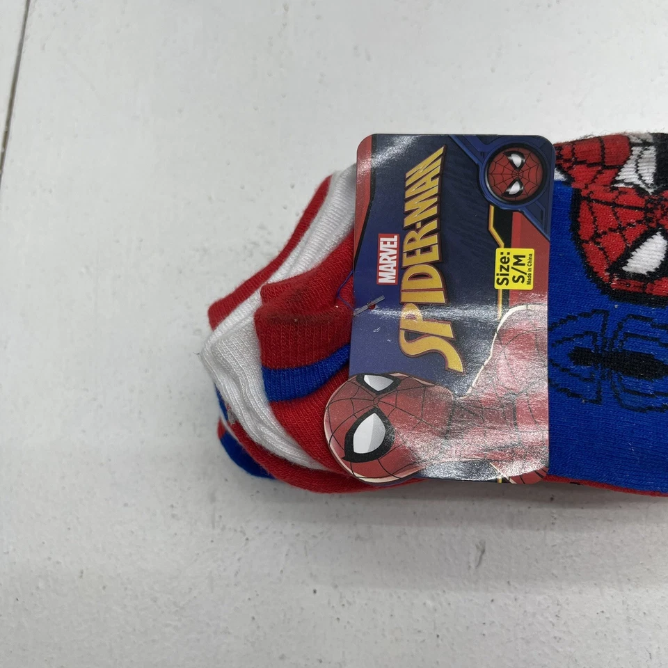 Marvel Spider-Man Multicolor Paquete de 6 Calcetines al Tobillo No Show Juvenil Niño S/M Nuevo Defecto Foto 3 de 4