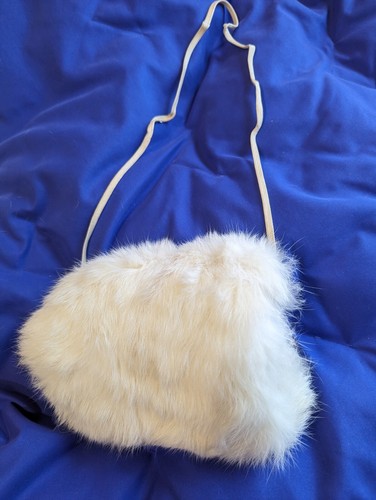 Vtg Child's Rabbit Fur Tam O'shanter & Muff Handmade, Lined, Laces - Picture 2 of 9