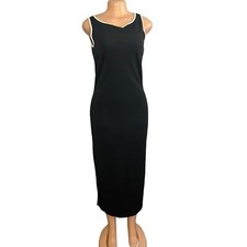 Ann Taylor Womens Black Maxi Dress White Trim Size 4
