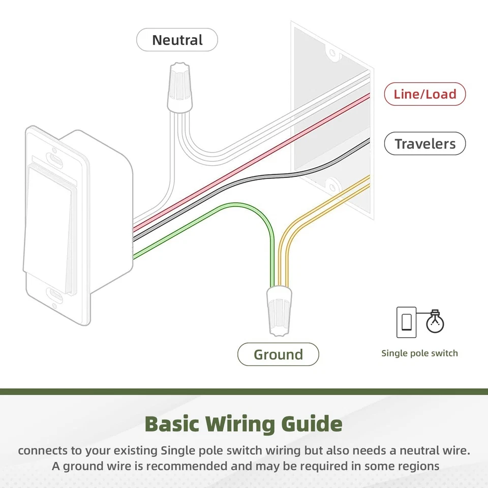 Decora Light Switch White, Single Pole Paddle Rocker UL ,15A 120V/277V,10 Pack - Image 3 of 4