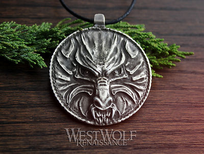 Silver WOLF Medallion Pendant / Talisman -- Slavic/Viking/Norse/Skyrim/Werewolf