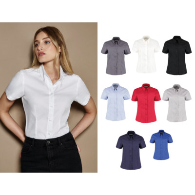 Kustom Kit Damen Kurzarm maßgeschneiderte Passform Hemd kk701-Corporate Oxford B
