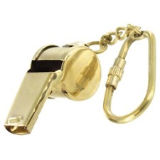 Unique Working Brass Whistle Keychain w/ Screw Lock Carabiner Keys Easy On/Off
