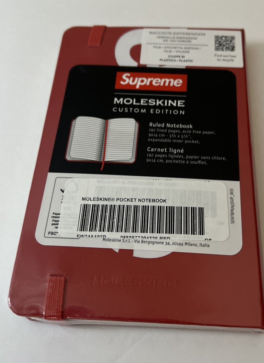 SUPREME MOLESKIN POCKET NOTEBOOK RED OS FW24 WEEK 6 (100 SUPREME MOLESKIN POCKET NOTEBOOK RED OS FW24 WEEK 6 (100