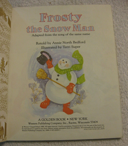 Frosty der Schneemann kleines goldenes Buch 1989 - Bild 2 von 2