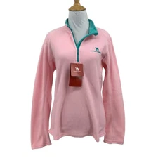 Camel Crown Sweatshirt Womens M Medium Pink Teal Quarter Zip Fleece Pullover