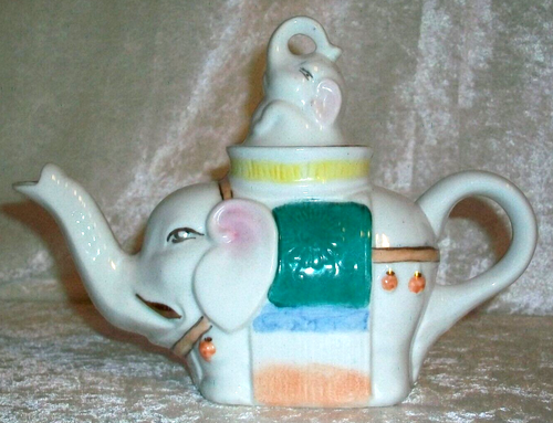 Vintage handbemalte chinesische Porzellan weiße Elefant Figur Teekanne Teekanne - Bild 2 von 21