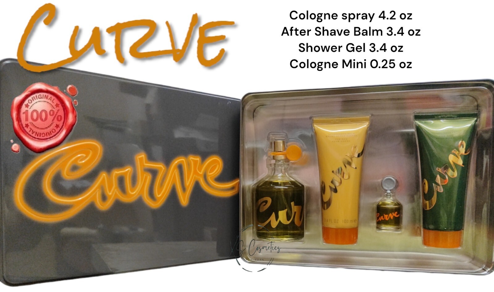 Curve by Liz Claiborne для мужчин - Набор из 4 предметов, 4,2 унции EDC +3,4AS +3,4SG+0,25EDC