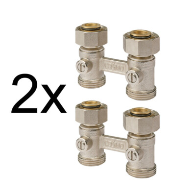 2x Cosmo heizkörperhahnblock 1/2'' durchgang