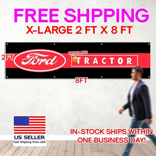 Ford Tractor Flag Banner 2x8 Ft Flag Garage Car Show Wall Gift New!