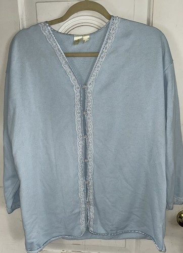 Vintage Victoria's Secret Gold Label 2 Piece Pajama Set Small Light Blue - Picture 3 of 7