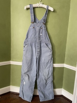 Vintage Lee Bib Overalls Hickory Stripe 32x26 Railroad Farm 