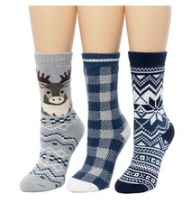 Cuddl Duds Women's 3-Pack Brushed Lounge Sock Chose Color 