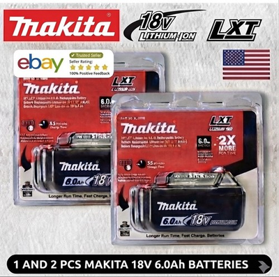#ad Makita 6.0Ah 18V BL1860B 2 LXT Lithium Ion Battery New Cordless USA SHIP 🇺🇸✅ $49.45