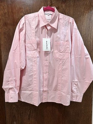  Acne Studios Tape-detail Pink Classic-collar Shirt Men's Size M