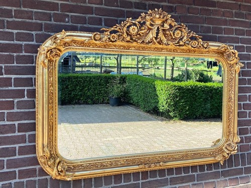 Mirror French Louis XVI Gold Gilt Ornate Wall Décor Cherub Floral Baroque - Picture 11 of 11