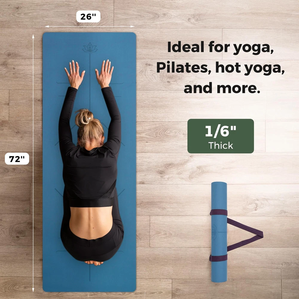 Non-Slip Yoga Mat with Carrying Strap for Home Yoga Pilates and Workouts
