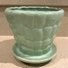 Vintage, aqua, pebble- patterned flowerpot in McCoy style 5.5 inches