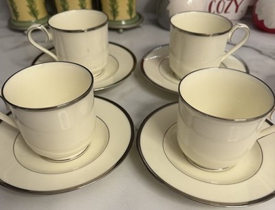 Set Of (4) Noritake  Paris  Footed Cups & Saucers 9727 EUC