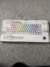 White Razer Huntsman Mini 60% Purple Switch Mechanical Gaming Keyboard