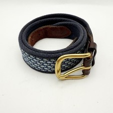 Vineyard Vines Classic Whale Canvas Club Men's Belt Navy Size 30 Leather Brass