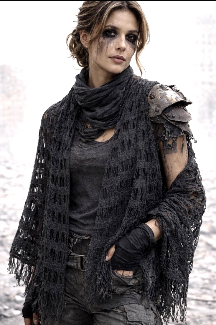 Scarf Wool Blend Dystopian Post Apocalyptic Concept Cyberpunk Italian 26"X 74"
