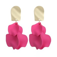 Acrylic Petal Earrings for Women, Long Rose Petal Dangle Earrings Boho Flower St