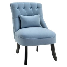 HOMCOM Fabric Single Sofa Upholstered with Pillow Wood Leg Blue