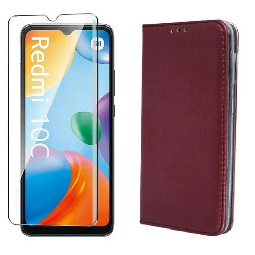 Cover for Xiaomi Redmi 12C / 11A / Little C55 Brown + Tempered Glass Case