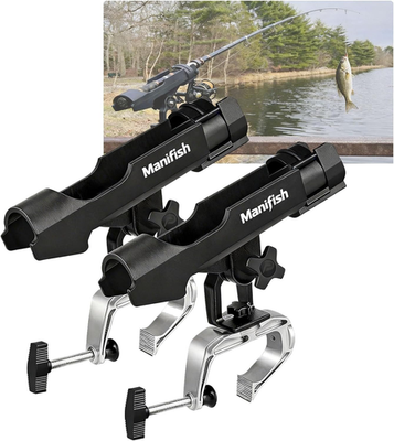 best clamp on fishing rod holders AMYSPORTS 2 PCS Rail Mount | Rod Holder coated exterior Catch More Fish with the