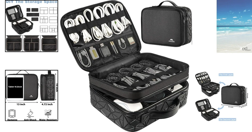 Двухслойный органайзер для диджейских кабелей с регулируемыми разделителями - портативный и ударопрочный - Изображение 2 из 4