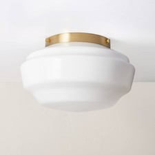 Milk Glass Flush Mount Celling Light Brass Finish - Hearth Hand
