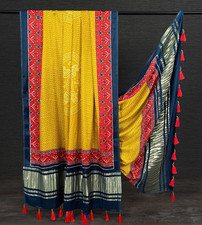 Digital Print Gaji Silk Dupatta Ethnic Party Wear Tassel Stole for Women