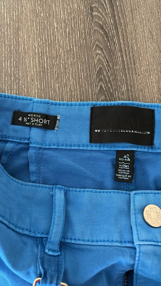 Pantalones Cortos WHBM Azul Tiro Medio 4.5” Para Mujer Talla 4 Azul Turquesa Informales Enrollados Verano Foto 4 de 4