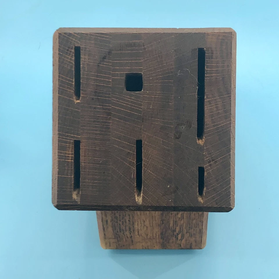 Винтажный 1980-х CHICAGO CUTLERY 6 слотов нож деревянный блок только без ножей - Изображение 2 из 4