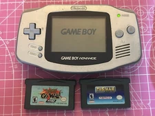Nintendo Game Boy Advance Silver Handheld/Model AGB-001/with 2 Games