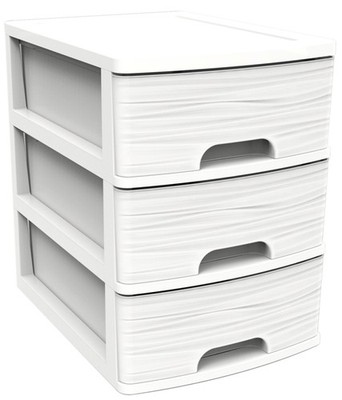 EDA Schubladenbox STONE, DIN A4, 3 Schübe, PP, weiß