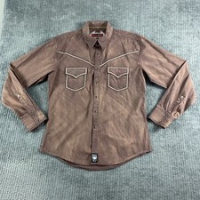 Rock 47 Shirt Mens Large Pearl Snap Western Cowboy Embroidered Long Sleeve