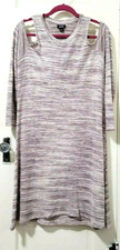 FLASH SALE!! ANA SOFT Knit Dress Large Pink Beige Purple Gray Cold Shoulder Slv