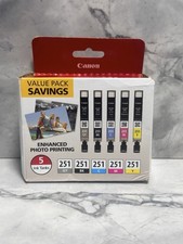Canon Genuine CLI-251 GY BK C M Y Ink Cartridges Sealed
