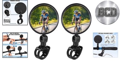 2 Pack Adjustable Plastic Convex Mirrors for Bicycles - Clear Vision on the Road