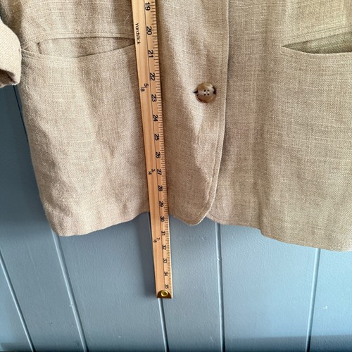 Neutral linen blazer jacket minimalist boxy fit vintage Casual Corner size 6 - Picture 3 of 8