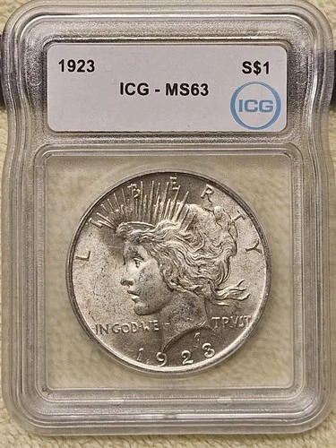 1923 Peace Silver $1 Dollar -ICG MS-63