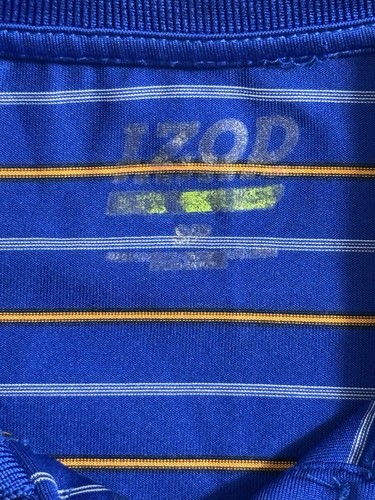 IZOD Golf Performance X Polo Shirt Short Sleeve Mens Size Small Striped Blue - Picture 3 of 5