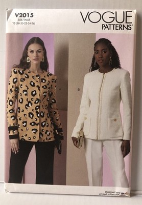 Vogue Patterns V2015 Misses Jackets Sewing Pattern Sizes 18-26 New Uncut.