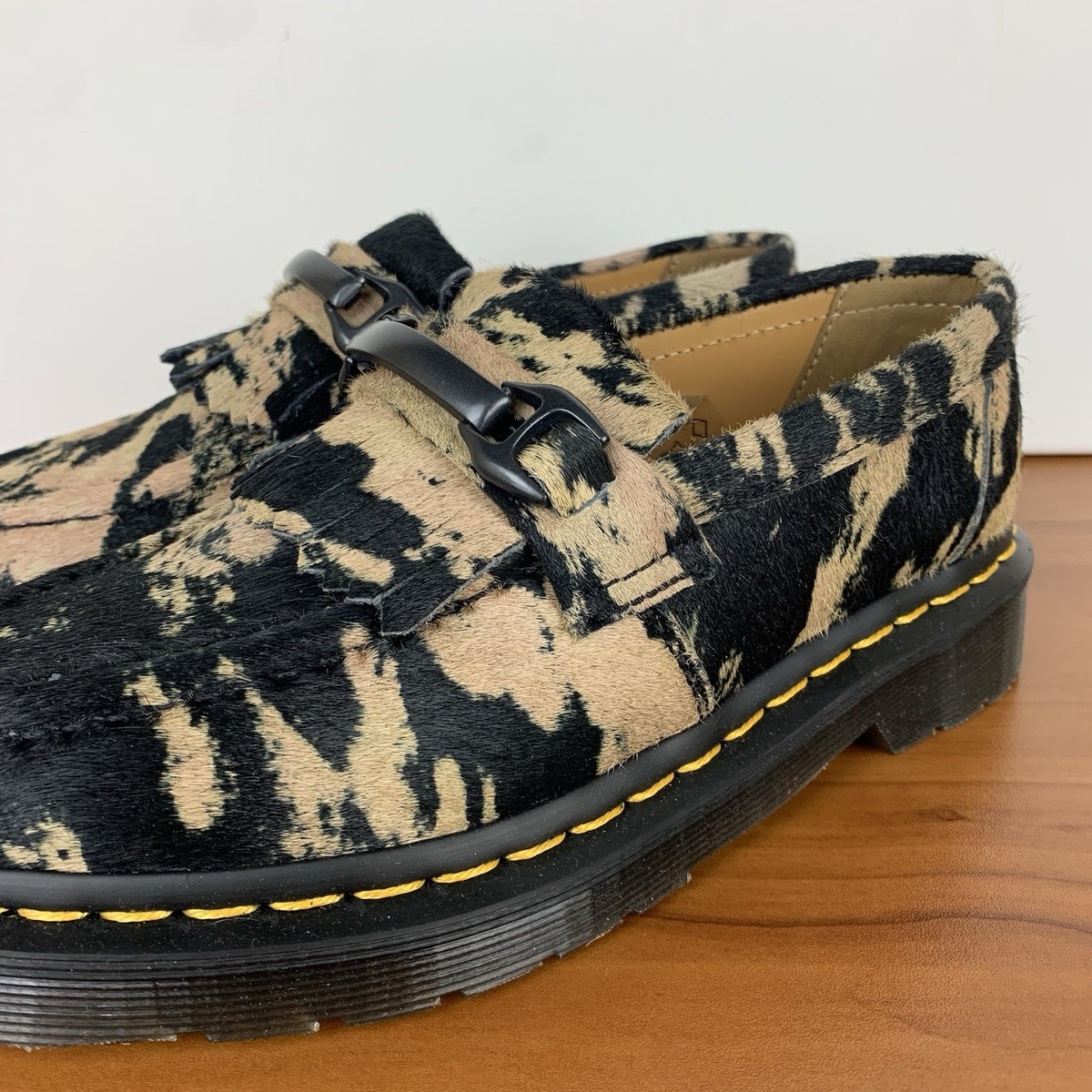 Dr. Martens Adrian Snaffle Loafers Cow Fur Black Brown Men Size 5