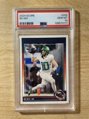 2024 Panini Score - Bo Nix #332 Rookie PSA 10 (B)
